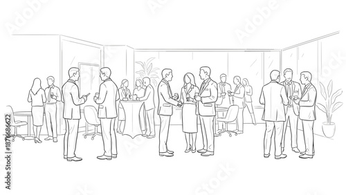 Business meeting in modern office with professionals networking