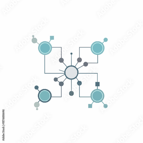 Abstract government surveillance system vector illustration with flat control network diagram