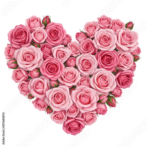 Wallpaper Mural Romantic pink roses forming a heart shape on black background Torontodigital.ca