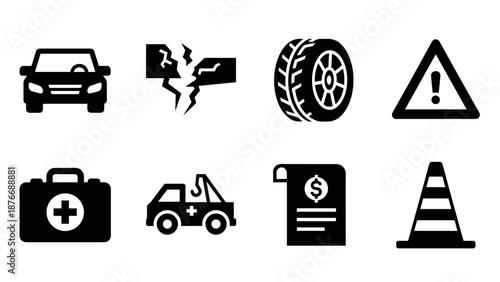 Car repair symbols: automotive icons for emergency and maintenance
