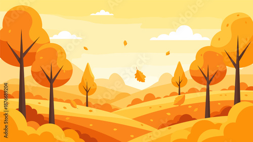 Autumn landscape with trees orange leaves fall season Autumn.