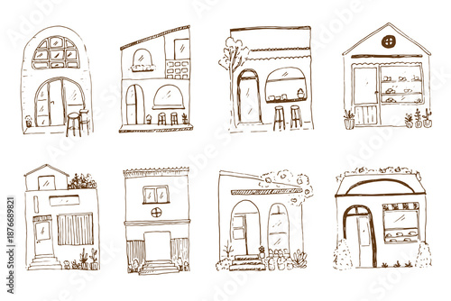 Cute Cafe and Building Sketch Collection