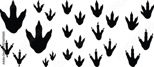 Dinosaur Footprint Silhouette Vector Set