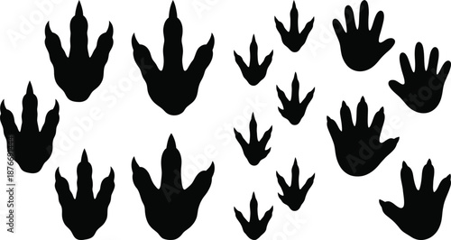 Dinosaur Claw Imprint Silhouette Vector – Jurassic Fossil Track Illustration