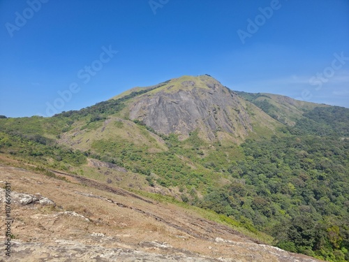 View of the nelliyampathy or nelliyampathi mountain valley, Palakkad, Kerala, India. 