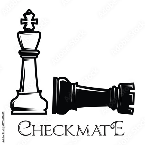 Checkmate scene with standing white king and fallen black king