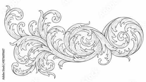 Ornate Baroque Scrollwork Design Element.