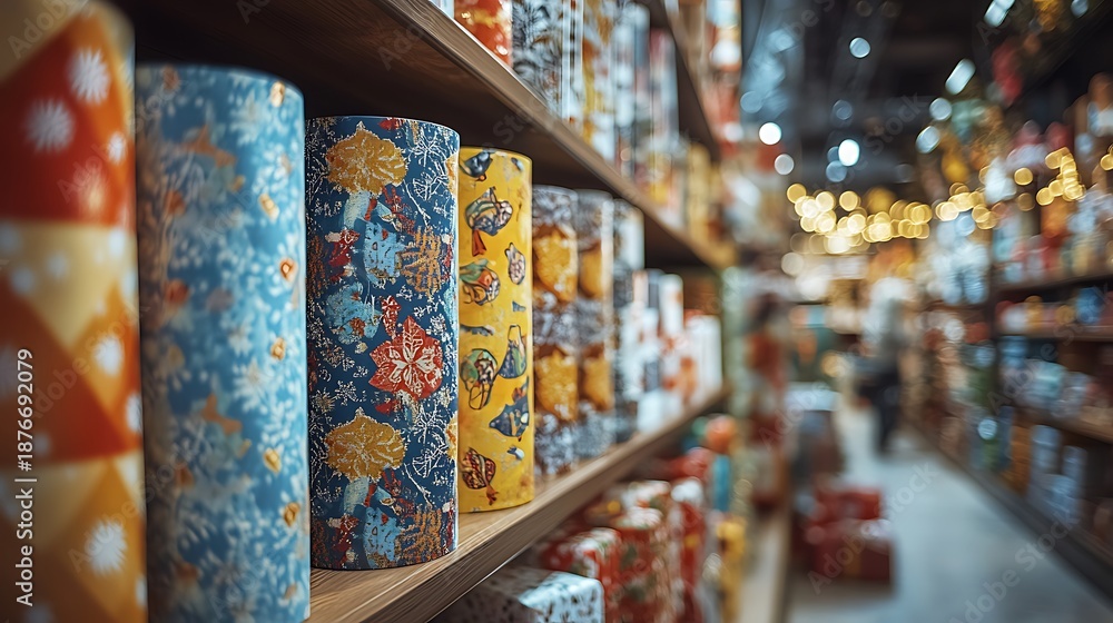 Fototapeta premium Colorful wrapping paper store.