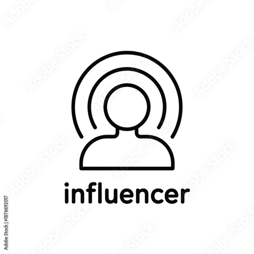Simple black line icon of a person with influence
