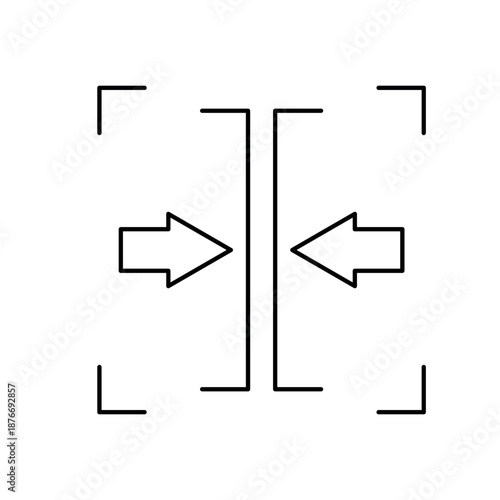 Icon a Frame boundary and inward arrows, outline editable stroke line drawing eps.