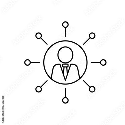 Influence central leader and spreading network outline editable stroke line drawing eps.