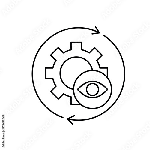 Condition eye and automatic gear cycle outline editable stroke line drawing eps.