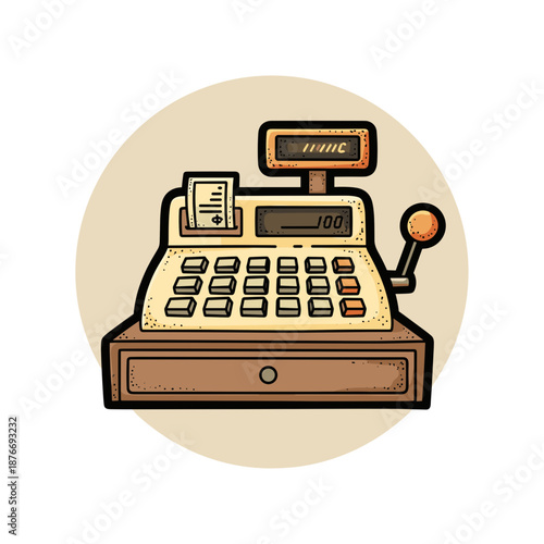 cash register machine illustration isolated. Used for retail, sales, business and checkout themes