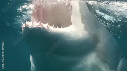 Great white shark swimming in ocean