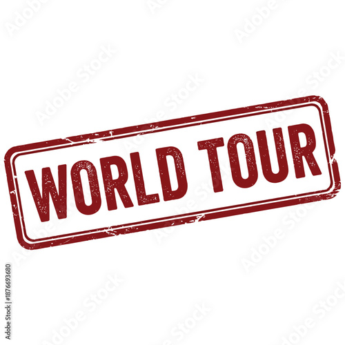 world tour stamp with red text on white background