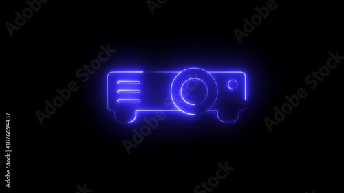 Abstract glowing neon Overhead projector icon animation . 4k motion video animation .