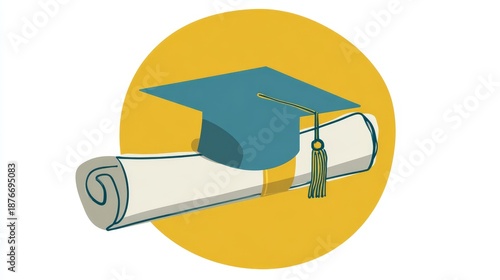 Modern education concept illustration featuring a vector sign and business tool icons set against a summer sea background