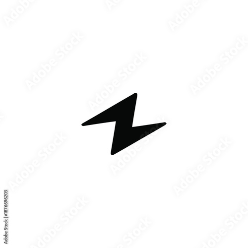 A black lightning bolt symbol on a white background