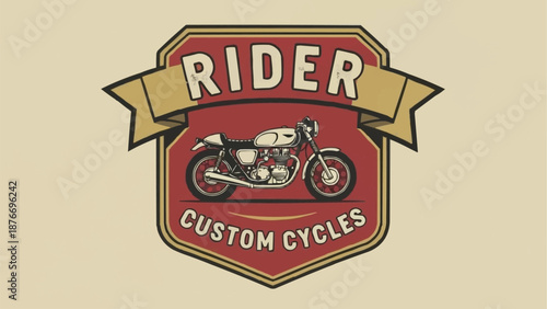 Vintage Motorcycle Rider Custom Cycles Emblem Badge.