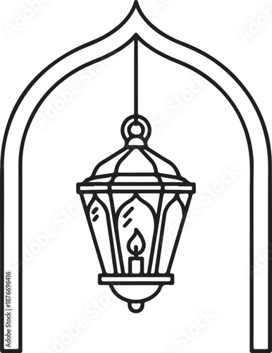 Lantern hanging in archway isolated on white background