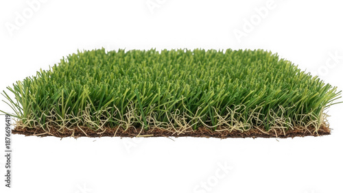Green grass turf with brown soil base