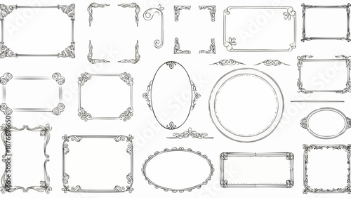 Collection of Decorative Ornate Vintage Frames and Borders.