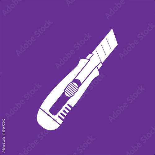 Utility knife on black background isolated on white background