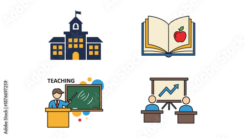Education and Business Learning Icon Set