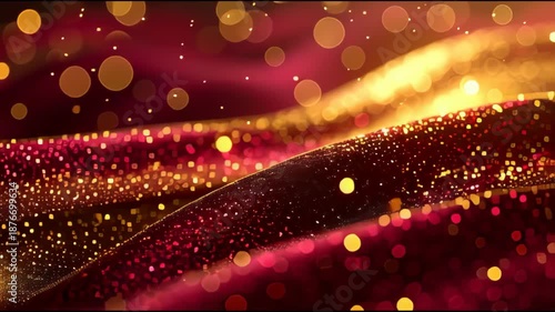 Wallpaper Mural Vibrant waves of red and gold lights sparkle, creating an abstract, festive visual delight Torontodigital.ca