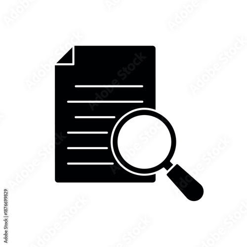 Background paper and magnifying glass research outline editable stroke line drawing eps.