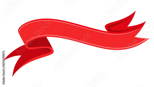 Red curved ribbon banner Vector