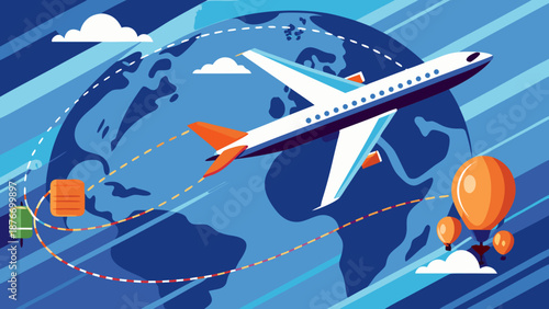 Global air travel connecting continents Vector