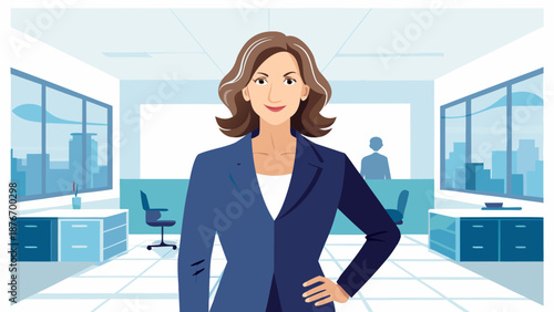 Confident businesswoman in modern office Vector