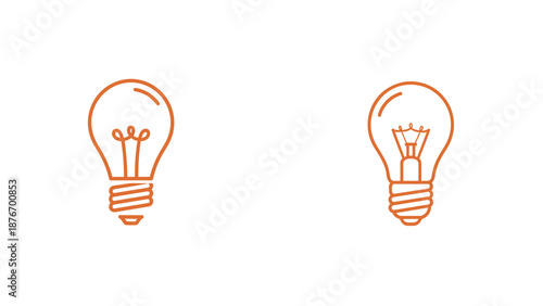 Two iconic outline illustrations of lightbulbs on a white background, symbolizing ideas, innovation, and creativity