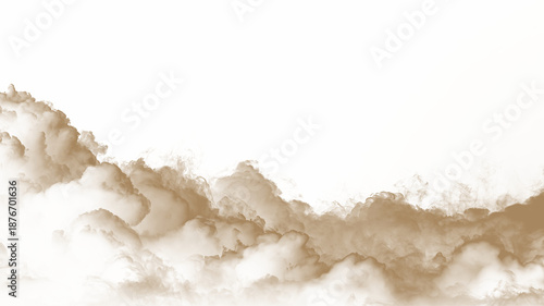 Dust sand soil smoke cloud particles isolated on transparent white background. Brown sandstorm smog sand dust explosion rising. Design elements for Compositing, covering, overlay, PNG