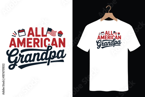 All American Grandpa t-shirt design with patriotic graphics and text