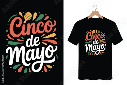 Cinco de Mayo celebration design on black t-shirt and poster