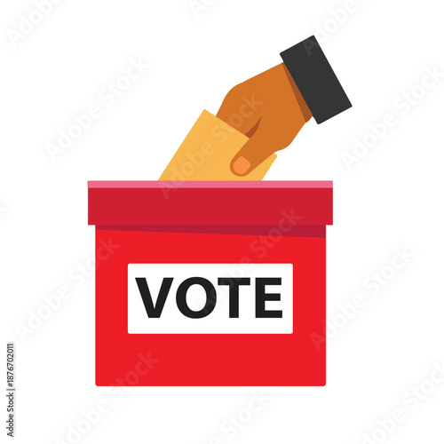 Businessman hand putting voting paper in the ballot box Victor Art