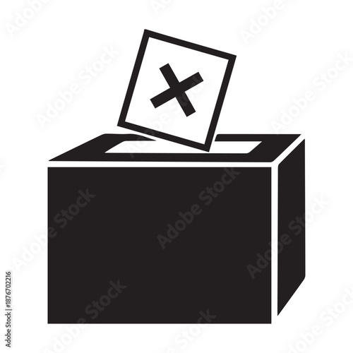 Putting vote into ballot box, Voting or inserting paper, Election concept Vector illustration