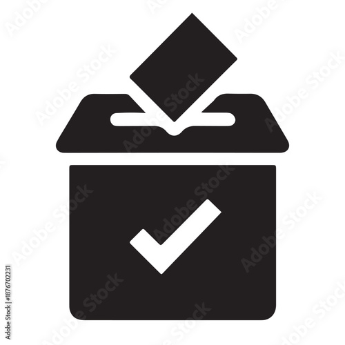 Simple Check Mark Ballot Box Silhouette Icon victor Illustration