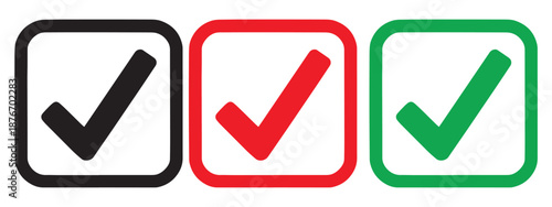 Vote Check Mark Icons in Square Boxes Victor Art Illustration