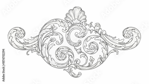 Ornate Baroque Scrollwork Decorative Element.