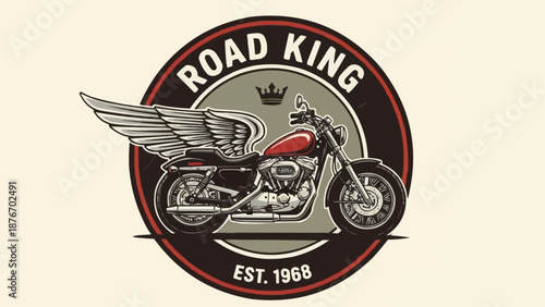 Winged Motorcycle Emblem Road King Est 1968.