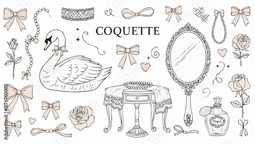 Elegant Swan and Vanity Set Elements.