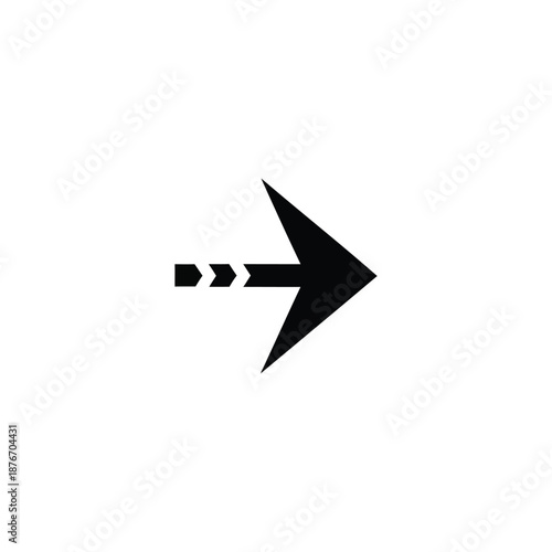 A black arrow pointing to the right on a white background