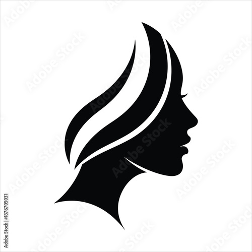 Elegant silhouette of a woman's profile with flowing hair, symbolizing beauty and sophistication