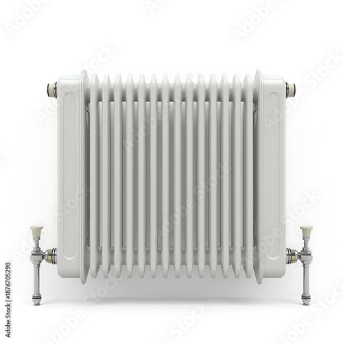 Vintage white radiator on a plain background  