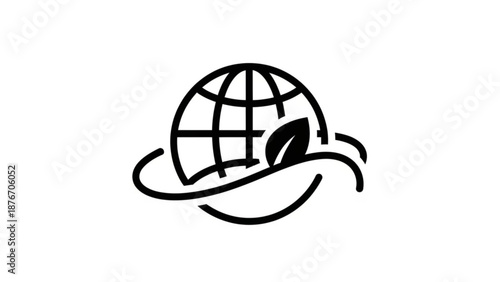 Earth globe with leaf symbol eco friendly concept