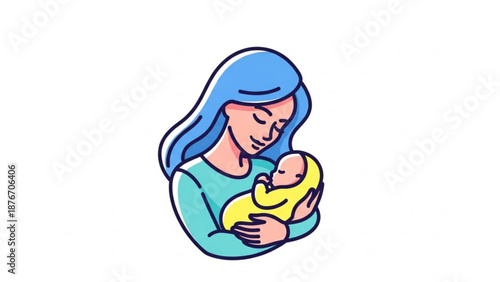 Mother holding newborn baby close love care