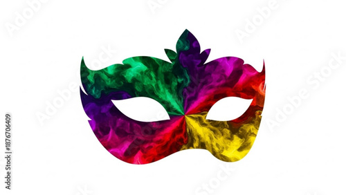 Vibrant mardi gras mask with colorful feather decoration